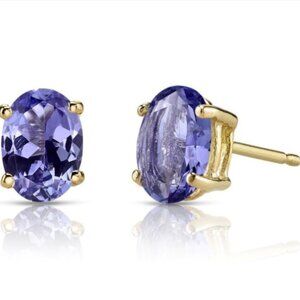 Tanzanite gemstone earrings 14k yellow gold